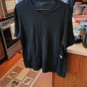 Saks Fifth Avenue Black V-Neck Tee